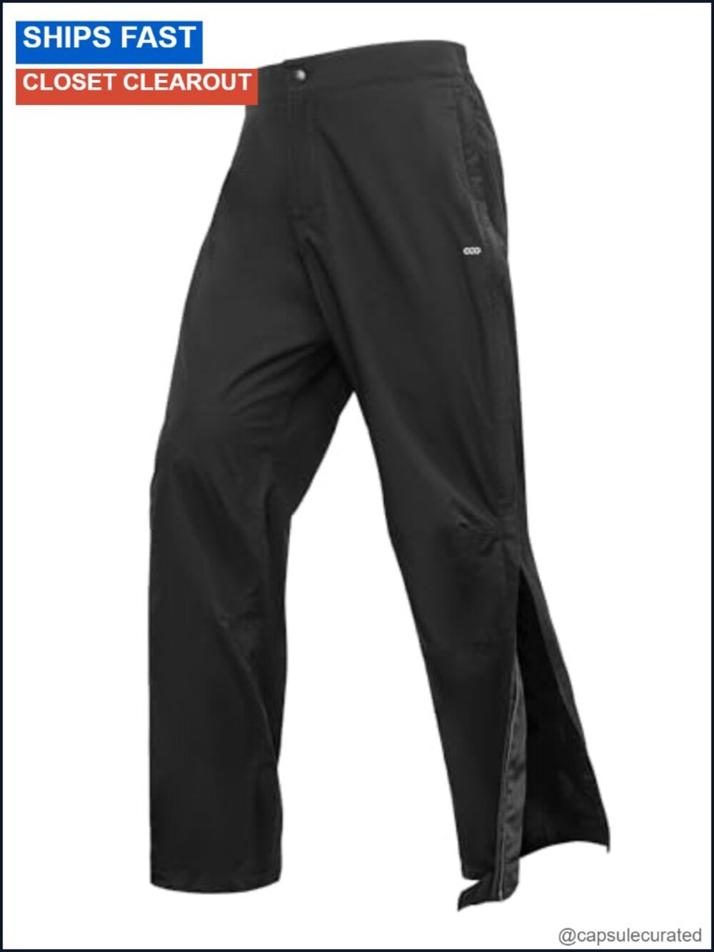 Men's Waterproof Full Zip Rain Pants Lightweight Nylon Hiking Trousers